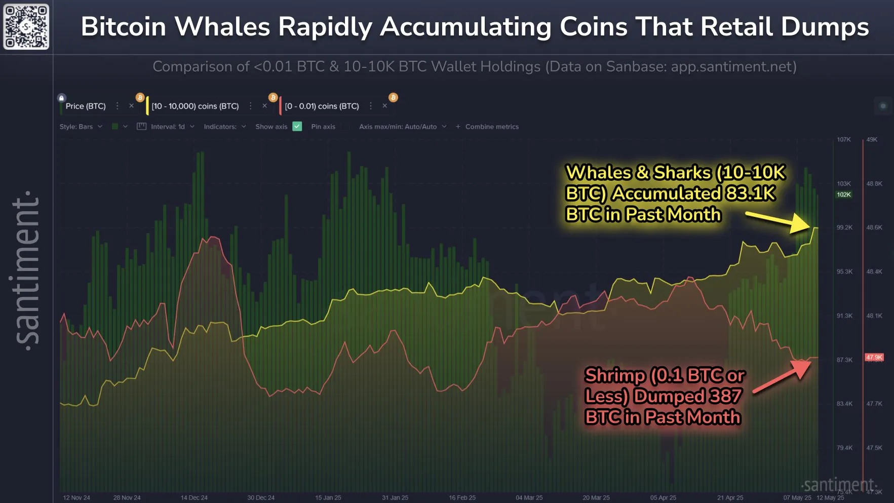 Bitcoin Investors Holding. Source: Santiment